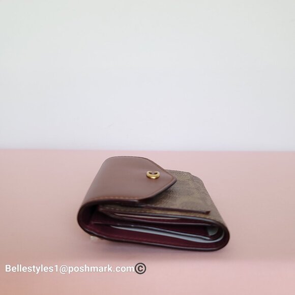 COACH Wyn Small Wallet In Colorblocked Signature Canvas & Leather-Tan Rust - Picture 10 of 16